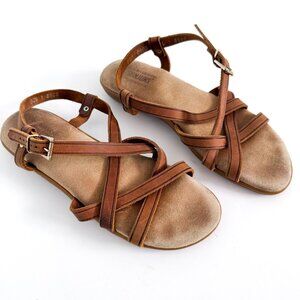GH Bass Sunjuns Margie Sandals Women 7.5M Strappy Brown Leather Comfort Cushion